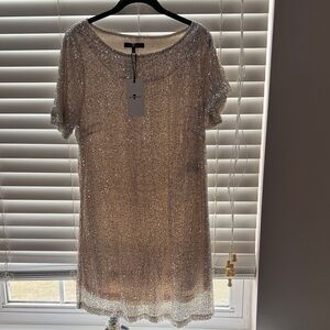 7 For All Mankind Silver Sequin Mini Dress